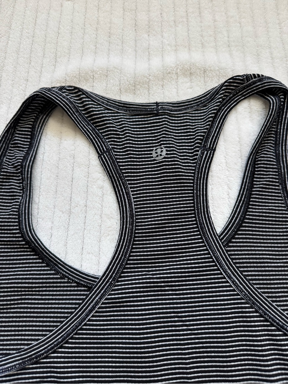 lululemon athletica Black & Gray Fine-Stripe Racerback Crop Tank - Picture 2 of 6